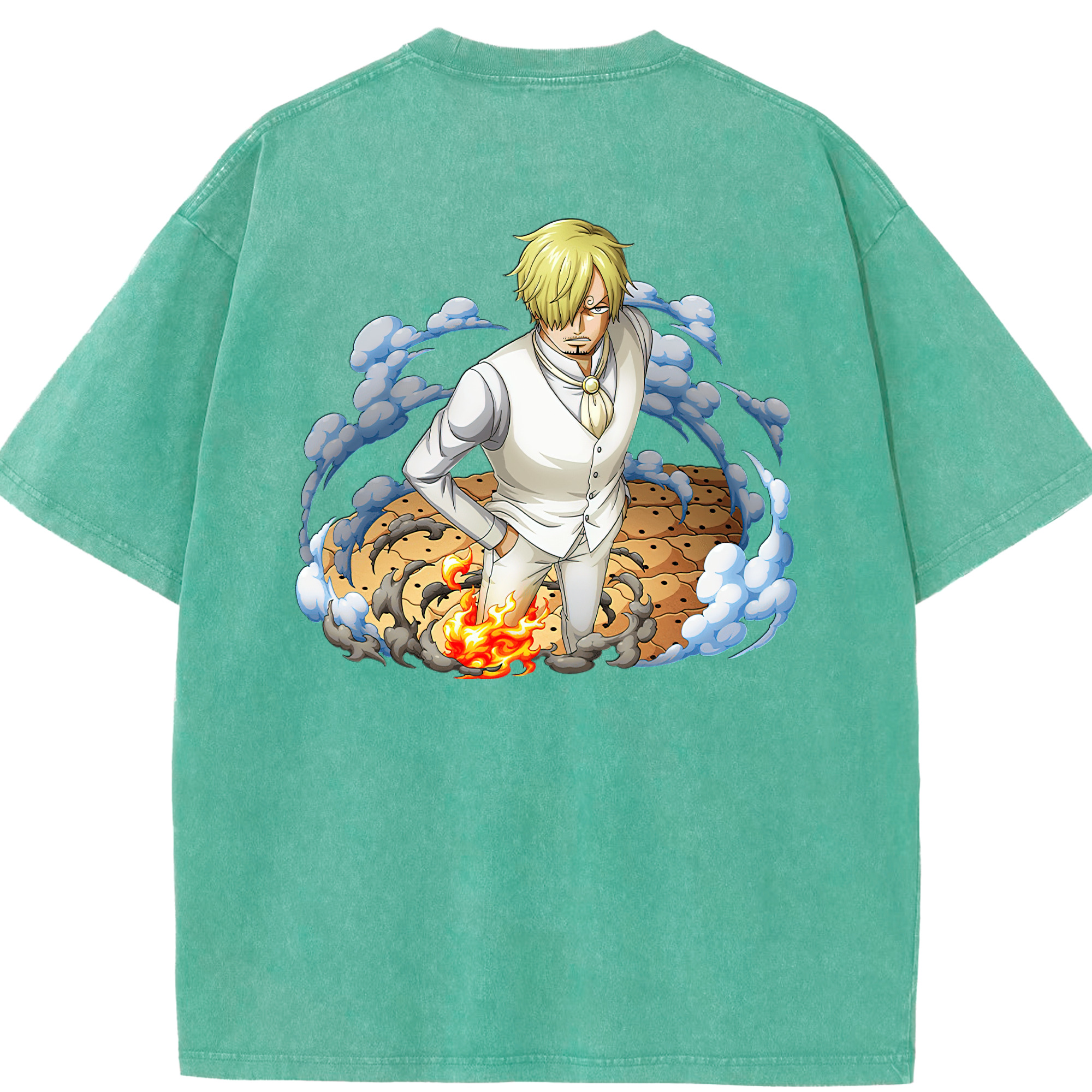 ワンピース サンジ ONE PIECE Sanji 綿100% ヴィンテージ風 半袖Tシャツ（背面プリント）